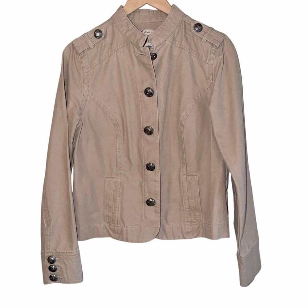 Vintage old navy tan khaki 100% cotton military style jacket large cropped